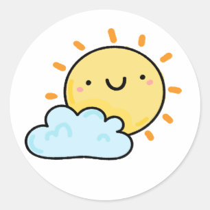 Cute Kawaii Happy Sun Ronde Sticker