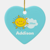 Cute Kawaii Happy Sunshine Baby eerste kerst Keramisch Ornament (Achterkant)