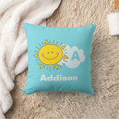 Cute Kawaii Happy Sunshine Monogram Baby Nursery Kussen (Deken)