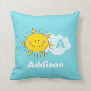Cute Kawaii Happy Sunshine Monogram Baby Nursery Kussen