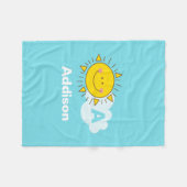 Cute Kawaii Happy Sunshine Monogram Voeg Jouw naam Fleece Deken (Voorkant (Horizontaal))
