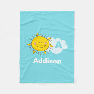 Cute Kawaii Happy Sunshine Monogram Voeg Jouw naam Fleece Deken