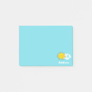 Cute Kawaii Happy Sunshine Monogram Voeg Jouw naam Post-it® Notes
