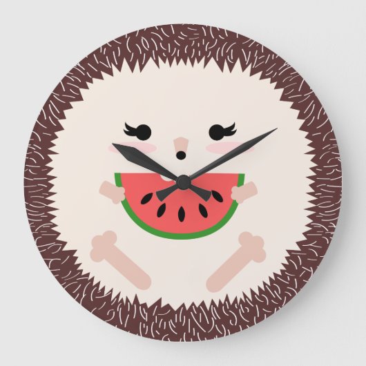 Cute Kawaii Hedegel Eating Watermelon Grote Klok (Voorkant)