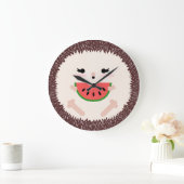 Cute Kawaii Hedegel Eating Watermelon Grote Klok (Huis)