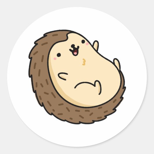 Cute Kawaii Hedegel Ronde Sticker (Voorkant)