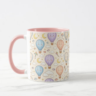 Cute Kawaii Heteluchtballon Naadloos Patroon Mok