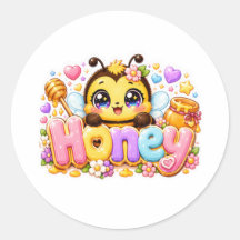 Cute Kawaii Honingbij Naam Pastel Roze Glitterende