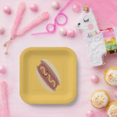 Cute Kawaii Hot Dog Papieren Bordje (Feest)