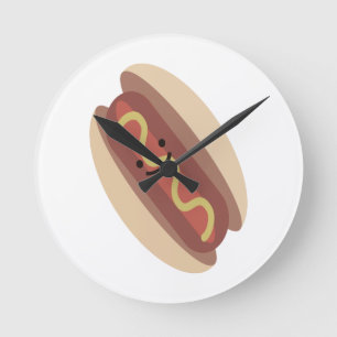 Cute Kawaii Hot Dog Ronde Klok