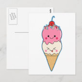 Cute Kawaii Ice Cream Briefkaart (Voorkant / Achterkant)