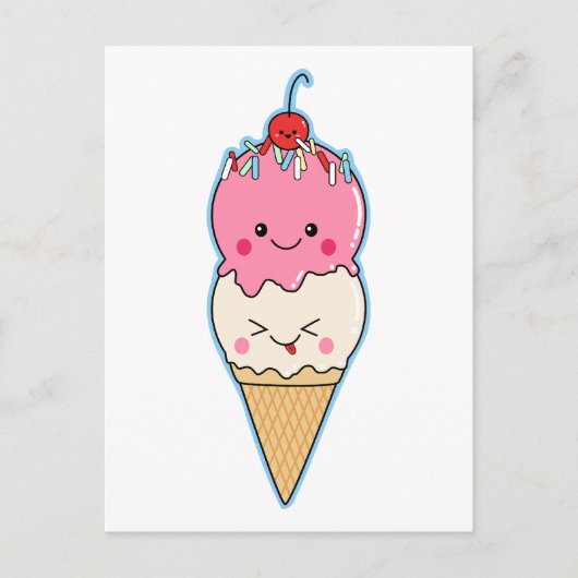Cute Kawaii Ice Cream Briefkaart (Voorkant)