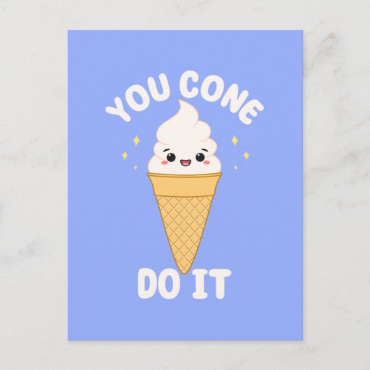 Cute Kawaii Ice Cream Cone Motivational Quote Briefkaart (Voorkant)