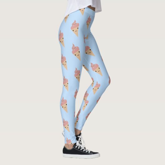 Cute Kawaii Ice Cream Cone Patroon Leggings (Rechts)