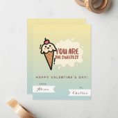 Cute Kawaii Ice - Cream Kinder Friend Valentijnsda Notitiekaartje (Voorkant / Achterkant in situ)