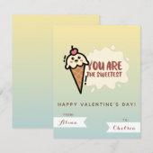 Cute Kawaii Ice - Cream Kinder Friend Valentijnsda Notitiekaartje (Voorkant / Achterkant)