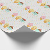 Cute Kawaii Ice Cream Party Wrapping Paper Cadeaupapier (Hoek)
