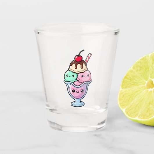Cute Kawaii Ice Cream Sundae Shot Glas (Voorkant)