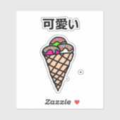 Cute Kawaii Ice crème voor kinderen Roze Sticker (Vel)
