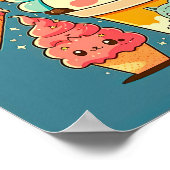 Cute kawaii ice roomvectorillustratie cartoon. poster (Hoek)