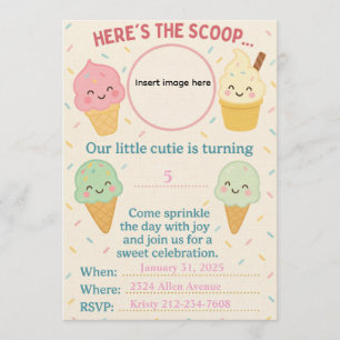 Cute Kawaii Ijsfeest Uitnodiging