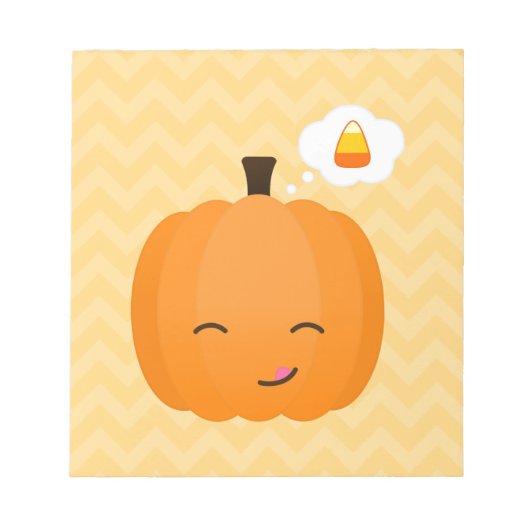 Cute Kawaii Jack o'Lantern en Candy Corn Notitieblok (Voorkant)