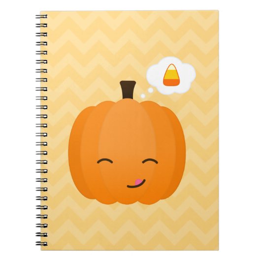 Cute Kawaii Jack o'Lantern en Candy Corn Notitieboek (Voorkant)