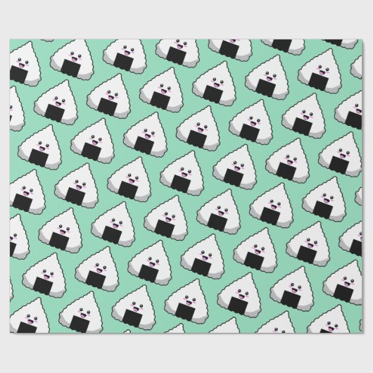 Cute Kawaii Japanese Onigiri Sushi Food Pattern Cadeaupapier (Vlak)