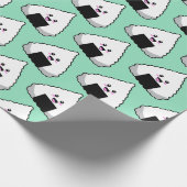 Cute Kawaii Japanese Onigiri Sushi Food Pattern Cadeaupapier (Hoek)