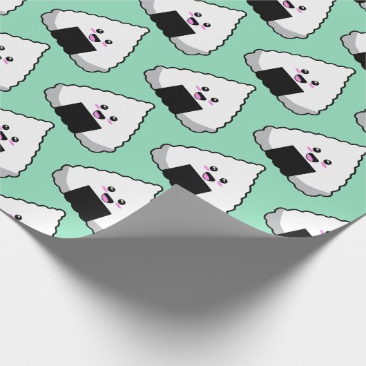 Cute Kawaii Japanese Onigiri Sushi Food Pattern Cadeaupapier (Hoek)