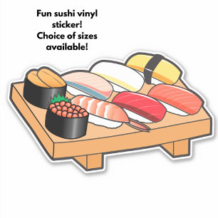 Cute Kawaii Japanese Sushi Tray Custom-Cut Vinyl Sticker