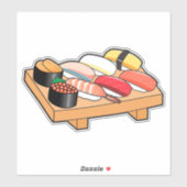 Cute Kawaii Japanese Sushi Tray Custom-Cut Vinyl Sticker (Vel)