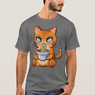 Cute Kawaii Japanse Anime Cat Ramen Gift T-shirt