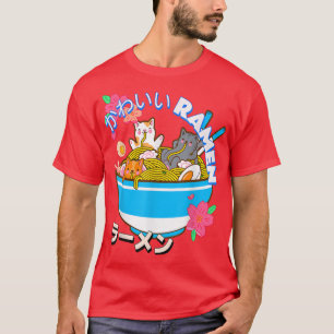 Cute Kawaii Japanse kat Ramen Bowl Neko Noodles T-shirt