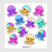 Cute Kawaii Jellyfish, Easter Egg, Sticker Sheet (Vel)