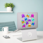 Cute Kawaii Jellyfish, Easter Egg, Sticker Sheet (Laptop op bureau)