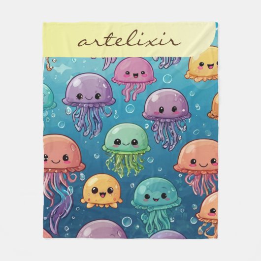 Cute Kawaii Jellyfish Fleece Deken (Voorkant)