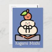 Cute Kawaii Kagami Mochi Briefkaart (Voorkant / Achterkant)