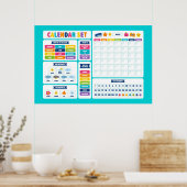Cute Kawaii Kalender Set Poster (Keuken)