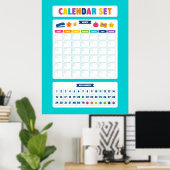 Cute Kawaii Kalender Set Poster (Thuiskantoor)