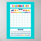 Cute Kawaii Kalender Set Poster (Voorkant)