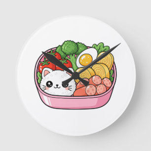 Cute Kawaii Kat Bento Box Ronde Klok