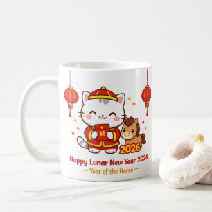Cute Kawaii Kat Chinees Nieuwjaar 2026 Mok