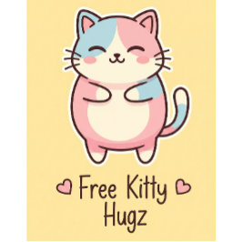 Cute Kawaii Kat Gratis Pupp Knuffels Pastel Ronde  Button 5,7 Cm