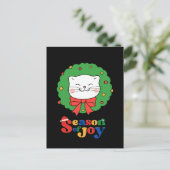 Cute Kawaii Kat Kerstkrans Seizoen van Vreugde Feestdagenkaart (Staand voorkant)