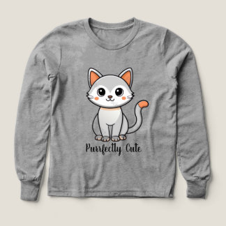 Cute Kawaii Kat Kinderen Lange Mouwen T-Shirt - Pu