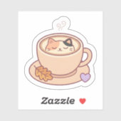 Cute Kawaii Kat Koffiekop Sticker (Vel)