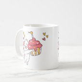 Cute Kawaii kat met cupcake Koffiemok (Voorkant links)