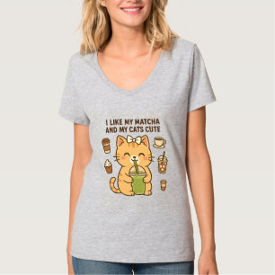 Cute Kawaii Kat met Matcha Groene Thee T-shirt