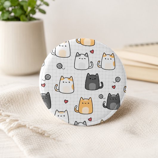 Cute Kawaii Kat Patroon Speld Ronde Button 5,7 Cm